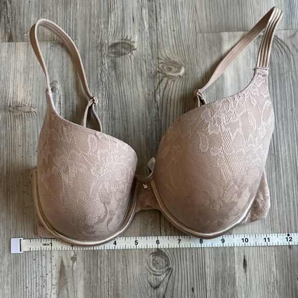 Le Mystere Bra 32DD Natural Lace Perfection T Shirt Bra Memory Foam Padded - Picture 7 of 9